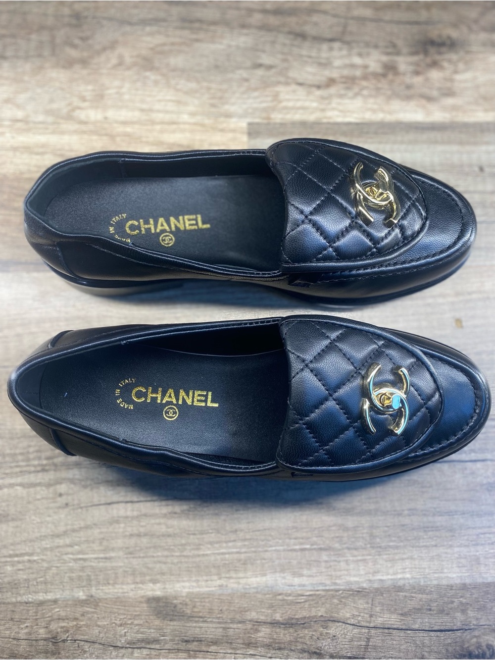 CHANEL Black Quilted Leather Loafers with Gold CC Hardware - Picture 4 of 5